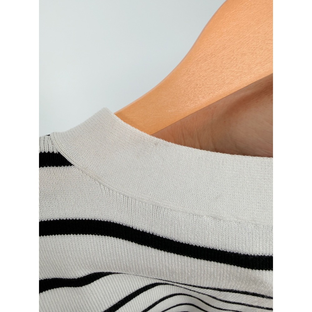 Nanette Lepore Striped Sweater Vest White Black Button Front V-Neck NWT - Picture 10 of 12